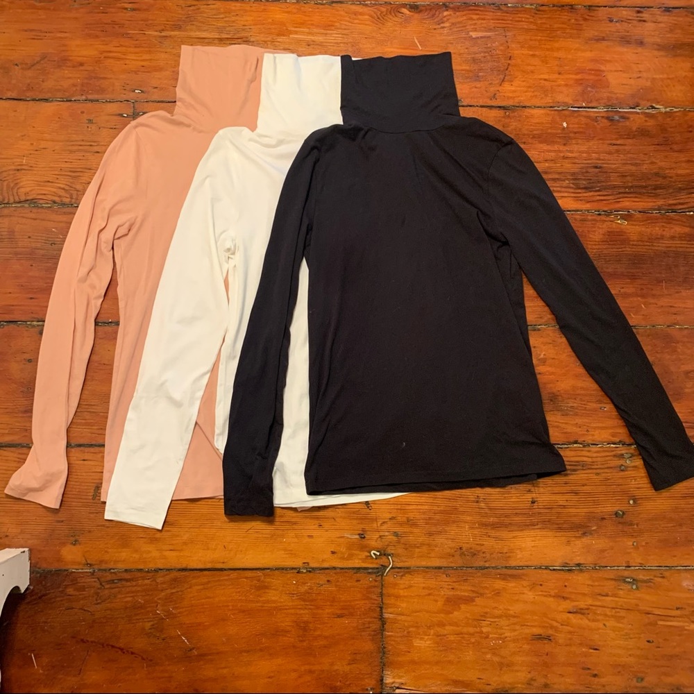 Three J Crew Stretchy Tissue Turtlenecks Size M